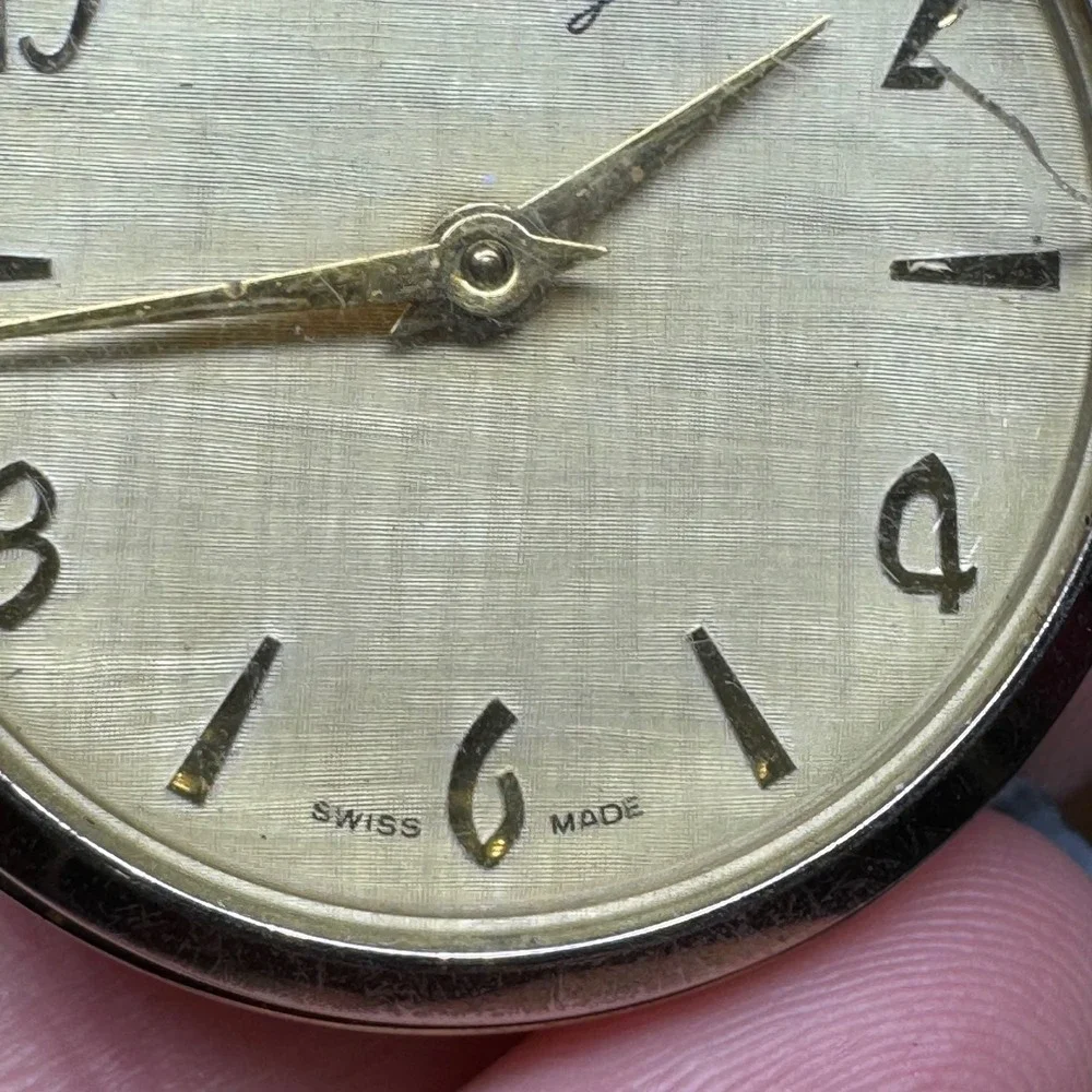 Vintage Barkley Swiss Made Pocket Watch Linen Dial Embossed Scroll Back